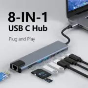 8in1 USB-C 3.1 To Type-C USB 3.0 Hub HDMI RJ45 Ethernet Micro SD TF OTG Adapter