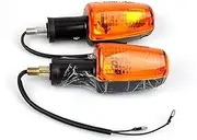 Front Rear Turning Indicator Lights Motorcycle Accessories Blinker Turn Signal Light Indicator Lamp Front Rear Amber, for YBR125 YB125 YBR 125 Motorcycle Turn Signal Lights(BLACK A pair of Fro