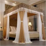 Bed Canopy Double-Layer Mosquito Net, 4-bar Support Bed Canopy, 2m High Dust-Proof Bed Curtain (Color : Style 6, Size : 200x220x200cm)
