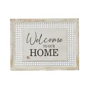 Willow & Silk White 40cm Plaque Sign 'Welcome to our Home' Wall Art/Home Decor