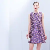 在飛比找momo購物網優惠-【NADIA LIN 林臣英】紫色繁花短洋裝