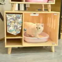 在飛比找蝦皮購物優惠-Tenny實木貓屋貓砂盒全封閉防臭馬桶防濺貓砂櫃寵物樂