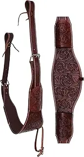 CHALLENGER Horse Western Floral Tooled Leather Rear Flank Saddle Cinch w/Billets 9772BR