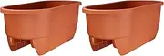 Apollo Exports International 24" Dual Deck Railer Planter, Terra Cotta (Set of 2)