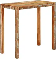 vidaXL - Solid Reclaimed Wood Bar Table/Bistro Pub Table with Multicolor Finish, Rectangular Shape for Dining Room/Kitchen, 112x55x108cm