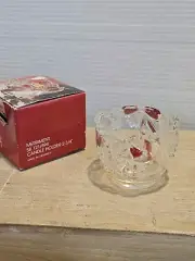 Mikasa Lead Crystal Christmas Bells & Holly VOTIVE or TEA LIGHT Candle Holder