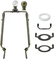 Asjeumt 8 9 10 11 inch Bronze Lamp Shade Harp Holder, Adjustable Height Harp Kit with Crystal & Metal Finial, DIY Replacement Making Repair Lampshade Bracket E14 E26 E27 Adapter Base Table Floor Light