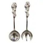 ❤ NWT 2 Cherry Fruit Large Silver Serving Spoon Fork Set Salad Mexico 10.75"