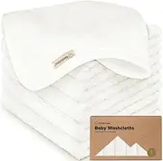 6-Pack Baby Wash Cloths - Organic Bamboo Baby Face Cloth, Baby Wash Cloth, Baby Towel, Bamboo Washcloths, Baby Essentials for Newborn, Kids, Baby Bath Face Towel, Soft Face Washers (White)