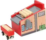 1Set Blocks Kit Train Model for Educational Plaything with Lumber Mill Scene Logs Carriage Safe and for Cognitive Development