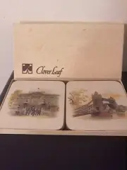 VTG. CLOVERLEAF CORK BACK COASTERS FEATURES OF LONDON