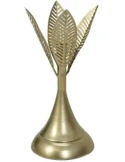 [Willow & Silk] Aura Leaves Taper Candle Holder 14x32cm in Gold