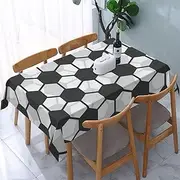 Soccer Rectangle Tablecloth Washable Table Cloth Waterproof Party Table Cover for Camping Holiday Picnic Kitchen- (54x 72Inch-Black)