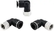 KLVN Black Pneumatic Elbow Connector Tube Air Push in Fitting OD 4 6 8 10 12mm to Female Thread M5'' 1/8'' 1/4'' 3/8'' 1/2'' BSP(4mm,1/2")