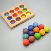 LaLaLull Australia® Wooden Rainbow Balls with Sorting Tray
