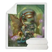Cool Dark Art My Zombie Kitty Dead Fairy and Cat Throw Blanket