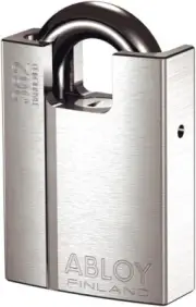 Abloy Sentry PL362B 9/16" x 1" Shrouded Steel Padlock w/ 2 Keys, Chrome Finish