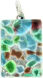 [Glass Of Venice] Murano Glass Venetian Reflections Rectangular Pendant - Silver Meadow
