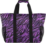 [sanluoli] Beach Tote Foldable Beach Tote Sandproof with Handles Laundry, Purple Black, 1 size