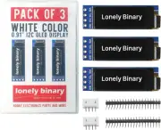 3-Pack 0.91” OLED Display Module – I2C Interface, White Font, 128X32 Resolution