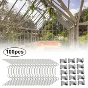 100X Greenhouse Window Clips W & Z Clips for Glass Pane Fixing Stainless Steel