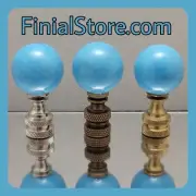 Gulf Blue Marbled Glass 1" Ball Lamp Finials Nickel/Polished/Antique Bases