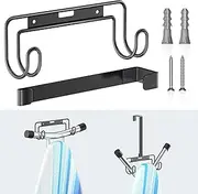 XILIMEN Ironing Board Holder Wall Mount, Over The Door Ironing Board Hanger, Ironing Board Wall Mount for Y & T Leg, Iron Holder Wall Mounted for Laundry Room (Black)