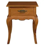 French Provincial 1 Drawer Side Table - Light Pecan