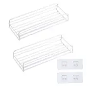 2PCS Bathroom Shelf Rack Kitchen Storage Stick Holder Shower Organiser Adhesive Black White