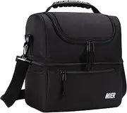 MIER Lunch Bag 2 Decks Cooler Bag Men Women Insulated Lunch Box Bag for Work Travel Picnic Daytrip, 13L, Black,