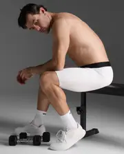 Base Layer Compression Shorts, 2XU, L, White/White, Male