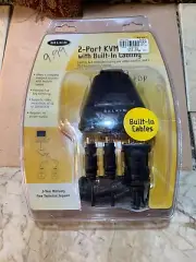 BELKIN 2 Port KVM Switch w Built in Cabling PS/2 F1DK102P New Sealed Package