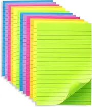 Lined Sticky Notes 4x6 in Post Ruled Stickies Bright Colors It Super Sticking Power Memo Pads Its, 12 Pads/Pack