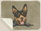 Australian Cattle Dog Peeking Puppy Dog Brown Sherpa Fleece Throw Blanket