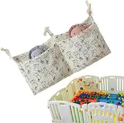 Diaper Organizer for Crib,2 Pockets Multifunctional Diaper Caddy | Baby Organizer for Changing Table and Baby Crib, Nursery Organization, Crib Accessories
