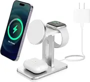 15W 3 in 1 Charging Station for Apple MagSafe Charger Stand -Wireless Charger for iPhone 16 15 14 13 pro max Plus for Apple Watch Charger 9 8 7 6 5 for AirPods Pro 3 2-Multiple Devices