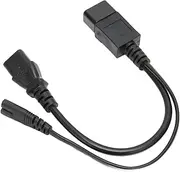 Y Splitter Power Plug Cord, 12.6in 10A Waterproof IEC320 C14 to C13 C7 Power Cord 1 in 2 Out Design PVC Y Splitter Power Plug Cord IEC320 Power Cable for Projectors