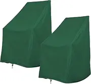 Weatherproof Outdoor Rocking Chair Cover Set of 2, 100% Woven Polyester, Elastic Cord with Toggle, Hunter Green, 2-Pack