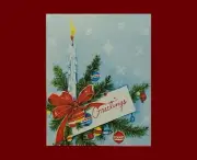 Vintage Christmas Card Whitman Candle Ribbon Inside Design 1940’s NOS