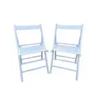 Miscool Portable Lawn Folding Chairs 31.1" x 19" Wood Frame White (Set of 2)