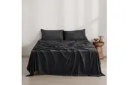 Dreamaker Superfine Washed Microfibre Sheet Set Black (Single, King Single, Double, Queen, King, Super King)