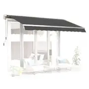 Elora Retractable Outdoor Awning Sunshade Folding Arm Hand Crank 3x2.5m Grey
