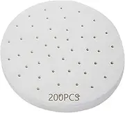 200Pcs Round Bamboo Steamer Pieces of Dumpling Paper,10in/25.4cm Steamer Liner with Holes, Paper Parchment Paper for air Frying and Baking