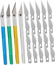 KOCKSHION Craft Knives for Arts and Crafts 4 Pack Knife Set with Replacement Blades Safe Storage Lid Included