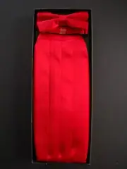 NIB - Pronto Uomo Red Tuxedo Bowtie and Cummerbund Set -New