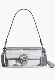 COACH Studio Baguette Sequin Shoulder Crossbody Bag- Silver