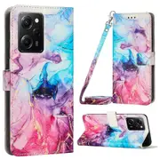 For Xiaomi Redmi Note 12 Pro Speed 5g / Poco X5 Pro 5g Leather Phone Stand Case Marble Pattern Wallet Cover With Shoulder Strap