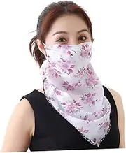 [MOBUTOFU] Chiffon Scarf Chiffon Neck Gaiters Bandana Chiffon Bandanas Safety Scarf with Ear Cover Lightweight Breathable Summer Pink