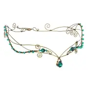 Elf Circlet Fairy Crown - Dark Green Crystal Elven Headbands Women Cosplay Me...