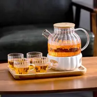 在飛比找ETMall東森購物網優惠-玻璃花茶養生茶具美容院水果茶壺蠟燭加熱煮花茶壺套裝輕奢下午茶